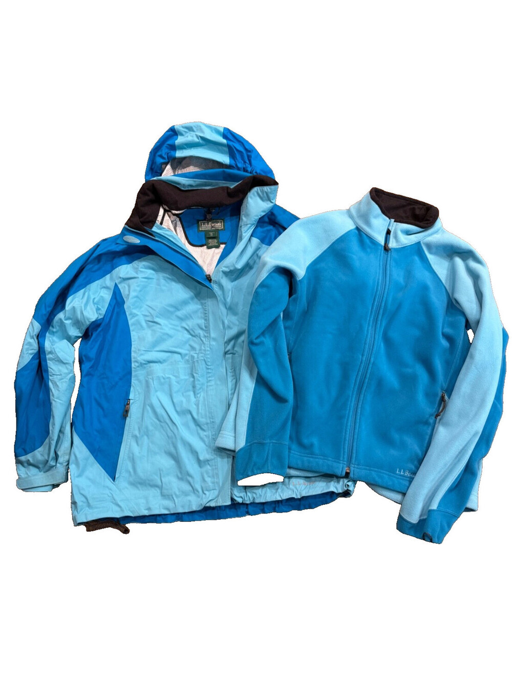 LL Bean Womens 3 in 1 Jacket and Fleece System Ski Rain Blue Size XL